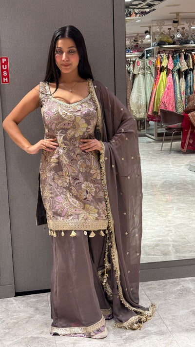 Taupe Heritage Kurta Set  1134 D-100)