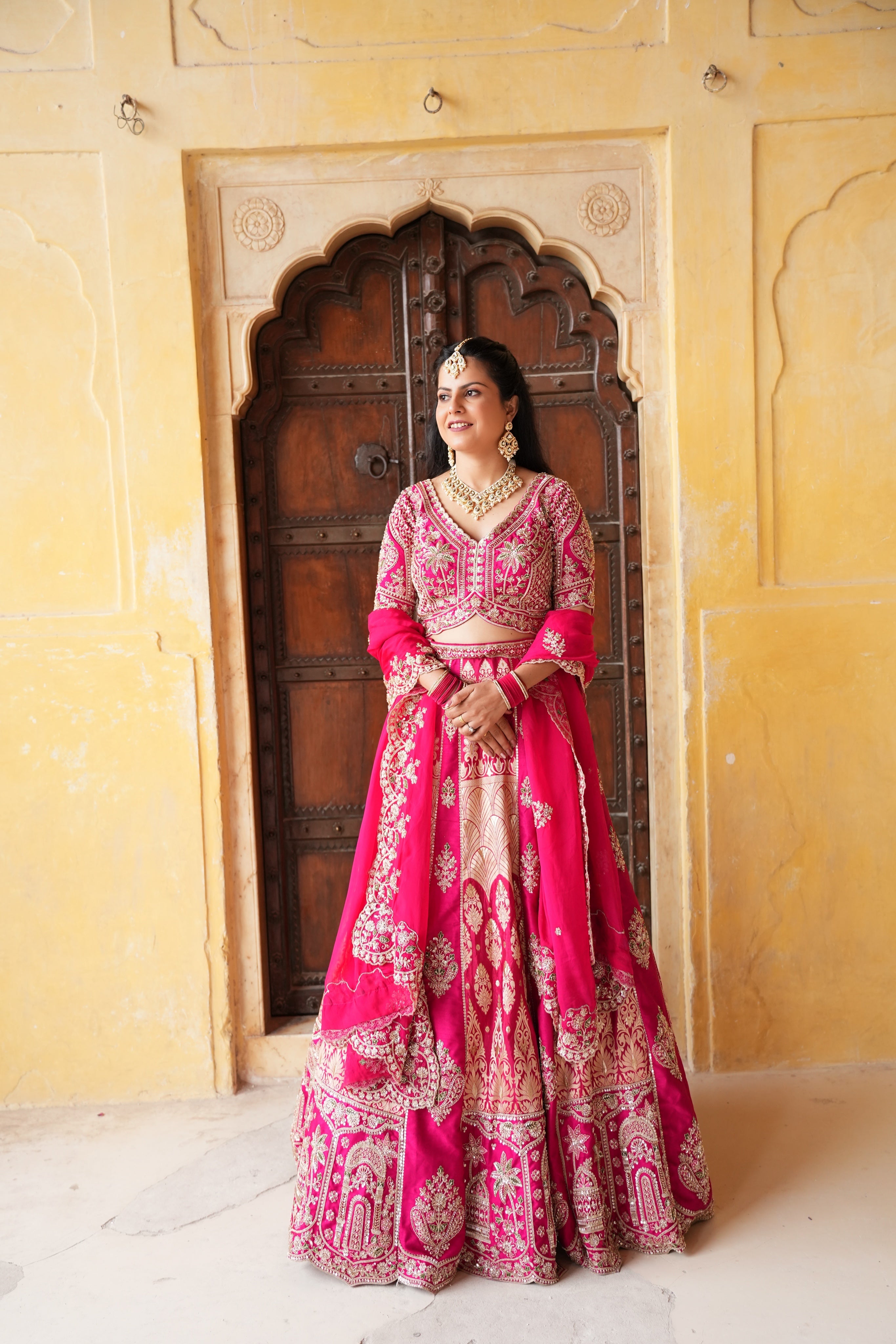Rani Pink Fuchsia Embroidered Bridal Lehenga (35010-5105 D-2) Secondary image