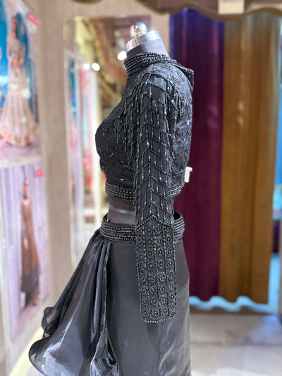 Dramatic Black Fusion Skirt Set with Ruffles (9149 M-55)