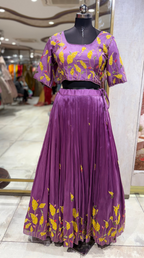 Vibrant Plum Lehenga with Abstract Floral Print (MDGH-2 B-99)