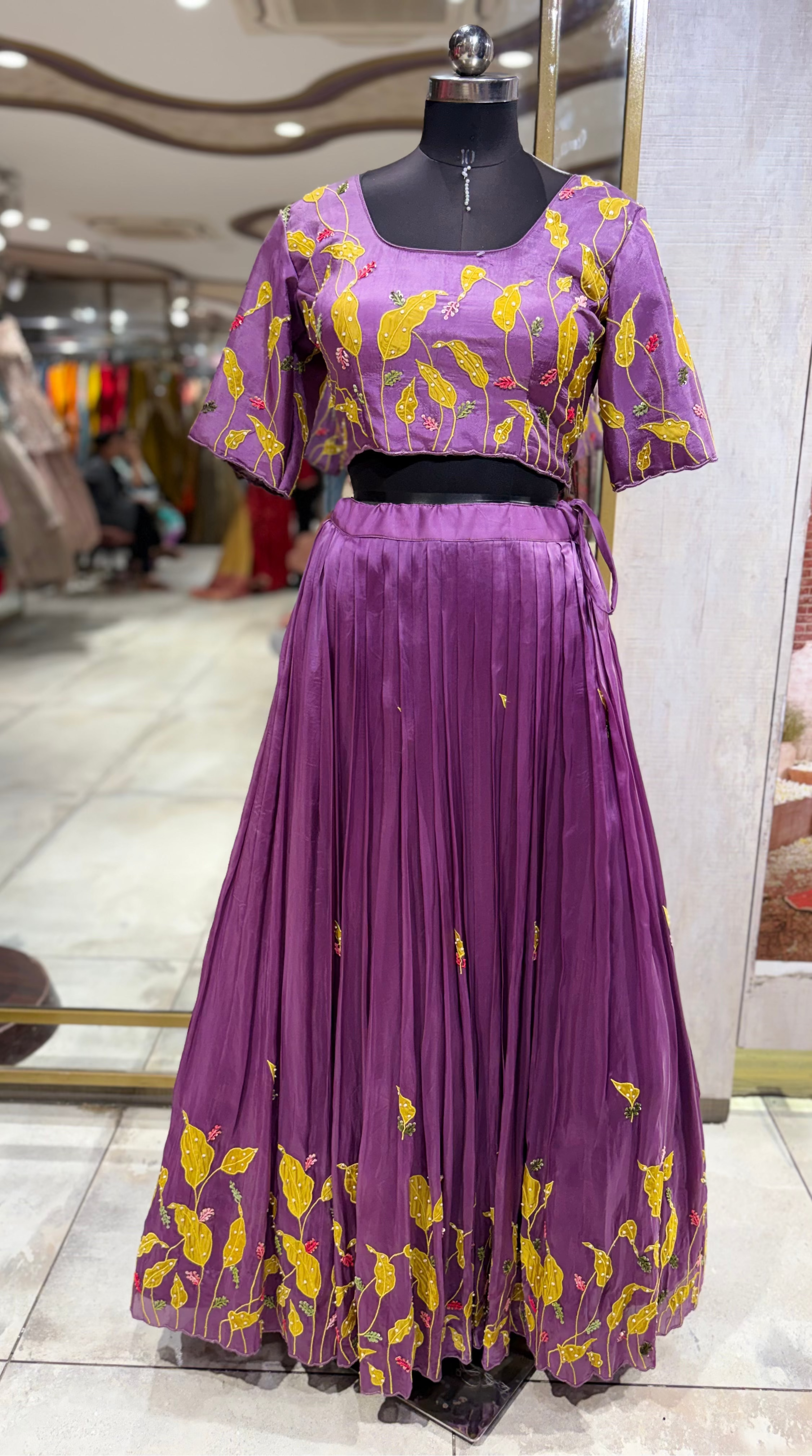Vibrant Plum Lehenga with Abstract Floral Print (MDGH-2 B-99)