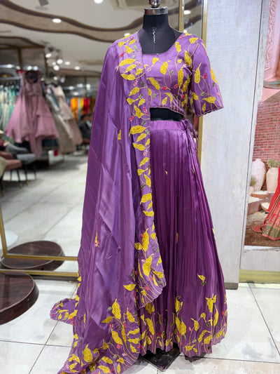Vibrant Plum Lehenga with Abstract Floral Print (MDGH-2 B-99)