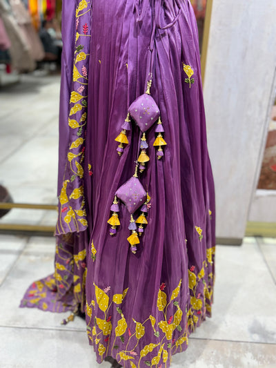Vibrant Plum Lehenga with Abstract Floral Print (MDGH-2 B-99)