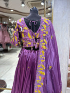 Vibrant Plum Lehenga with Abstract Floral Print (MDGH-2 B-99)