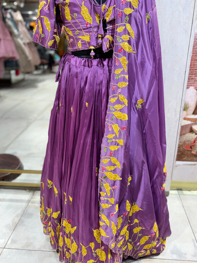 Vibrant Plum Lehenga with Abstract Floral Print (MDGH-2 B-99)