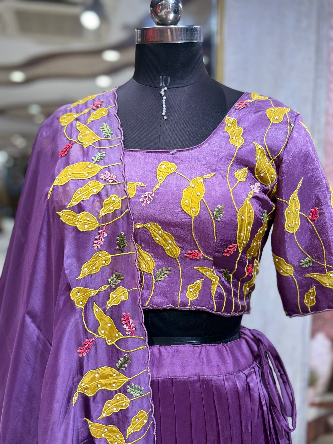 Vibrant Plum Lehenga with Abstract Floral Print (MDGH-2 B-99)