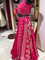 Traditional Fusion Lehenga with Bandhani and Zari Work (SONA-CH -M-24)