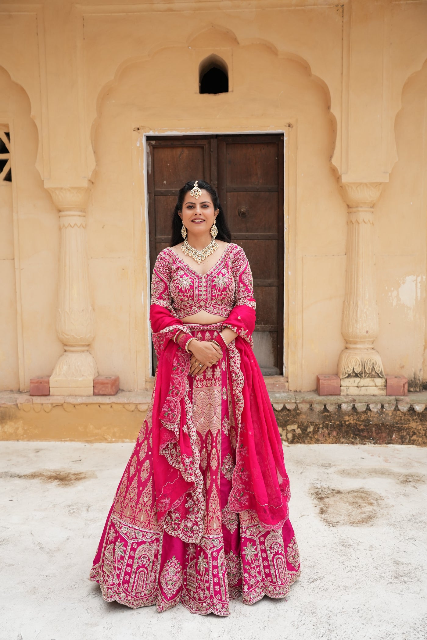 Rani Pink Fuchsia Embroidered Bridal Lehenga (35010-5105 D-2)