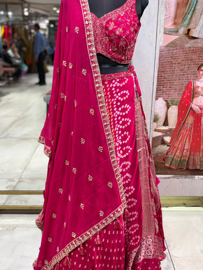 Traditional Fusion Lehenga with Bandhani and Zari Work (SONA-CH -M-24)