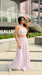 Lavender Whisper Pleat Set with Scalloped Top (269 M-129 )