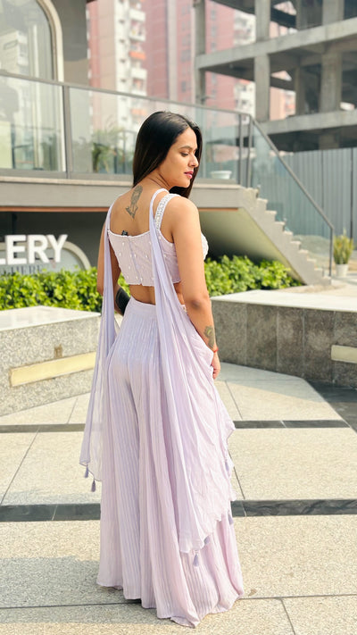 Lavender Whisper Pleat Set with Scalloped Top (269 M-129 )