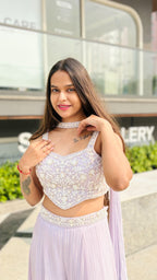 Lavender Whisper Pleat Set with Scalloped Top (269 M-129 )