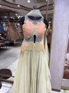 Pastel Pleated Lehenga with Sheer Cutout Bodice (2538 M-87)