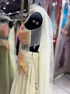 Pastel Pleated Lehenga with Sheer Cutout Bodice (2538 M-87)