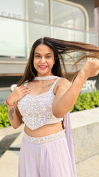 Lavender Whisper Pleat Set with Scalloped Top (269 M-129 )