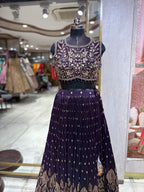 Majestic Deep Purple Pleated Lehenga with Gold Embroidery (1132 M-36)