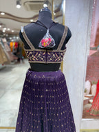 Majestic Deep Purple Pleated Lehenga with Gold Embroidery (1132 M-36)