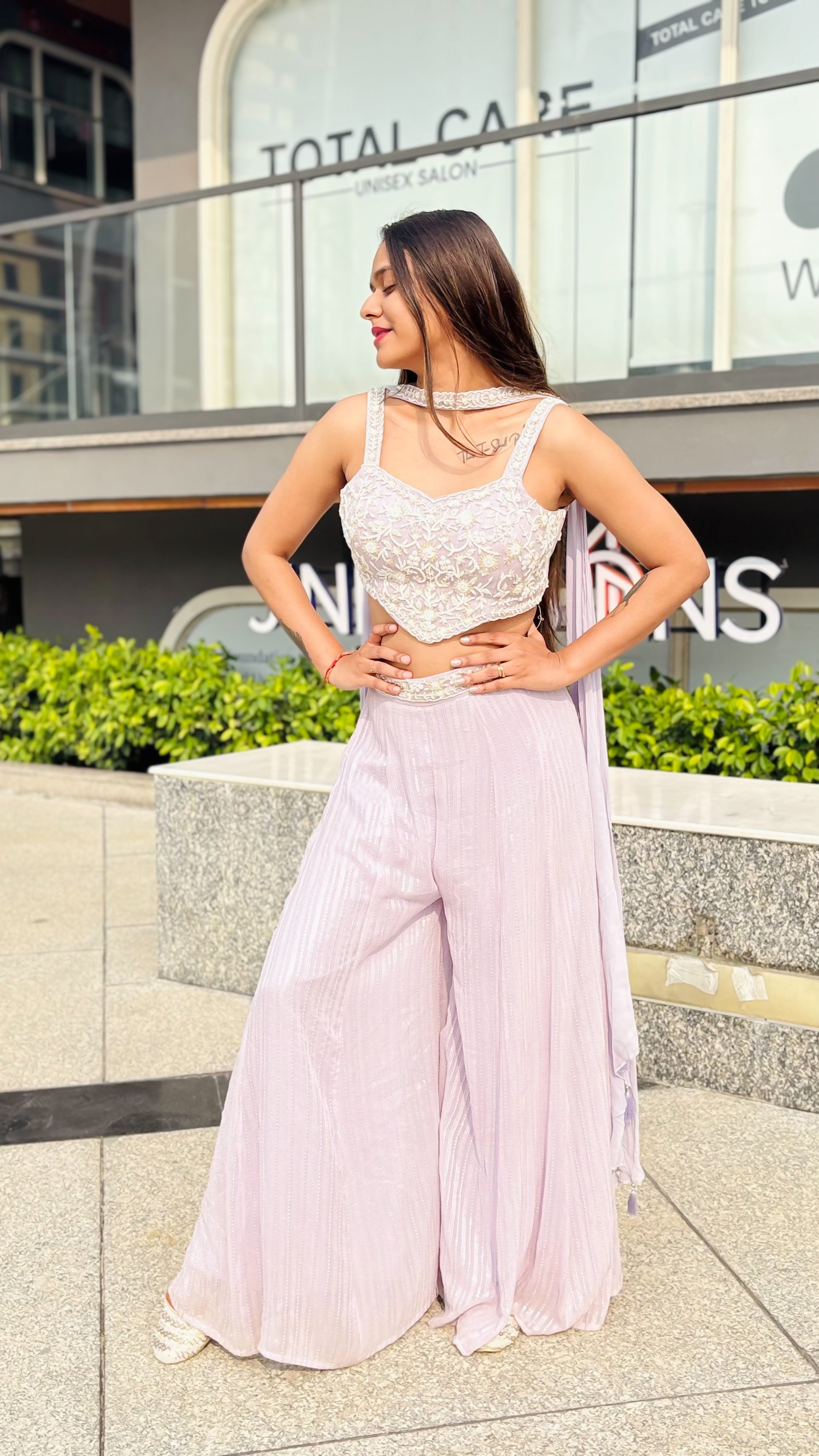 Lavender Whisper Pleat Set with Scalloped Top (269 M-129 ) Main image