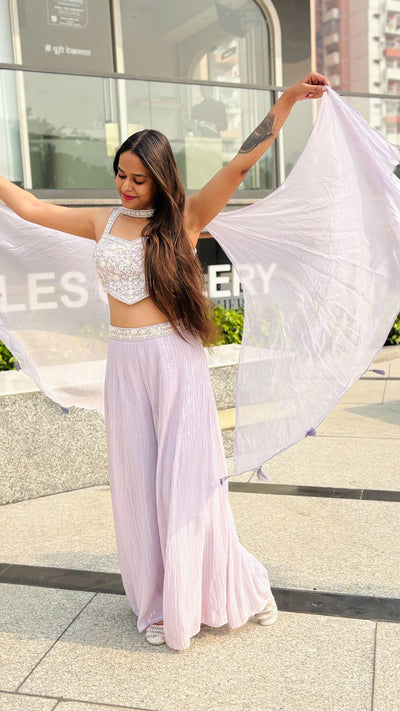 Lavender Whisper Pleat Set with Scalloped Top (269 M-129 )