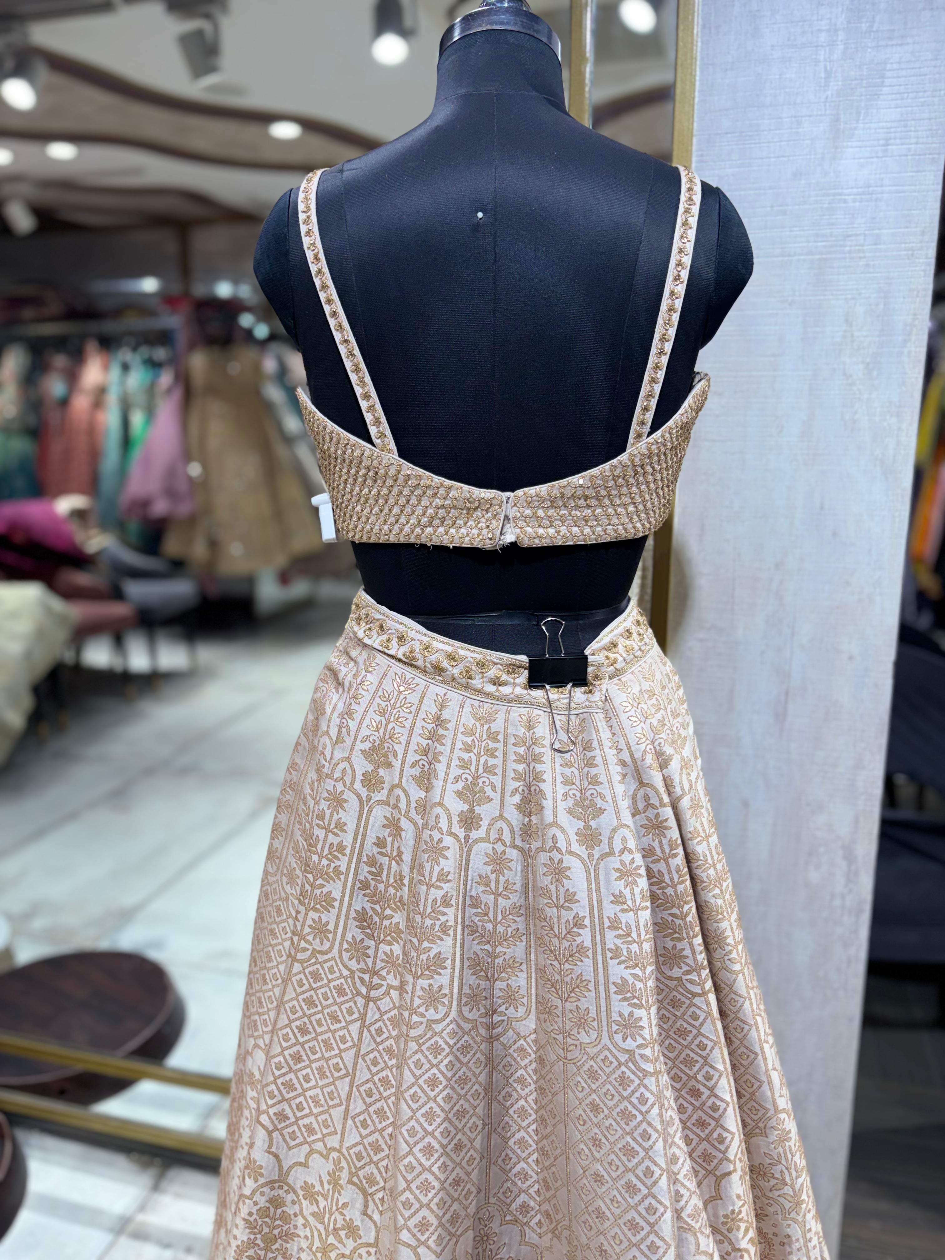 Ivory and Gold Opulent Lehenga Set with Jacket (VL-11018 GS-115)