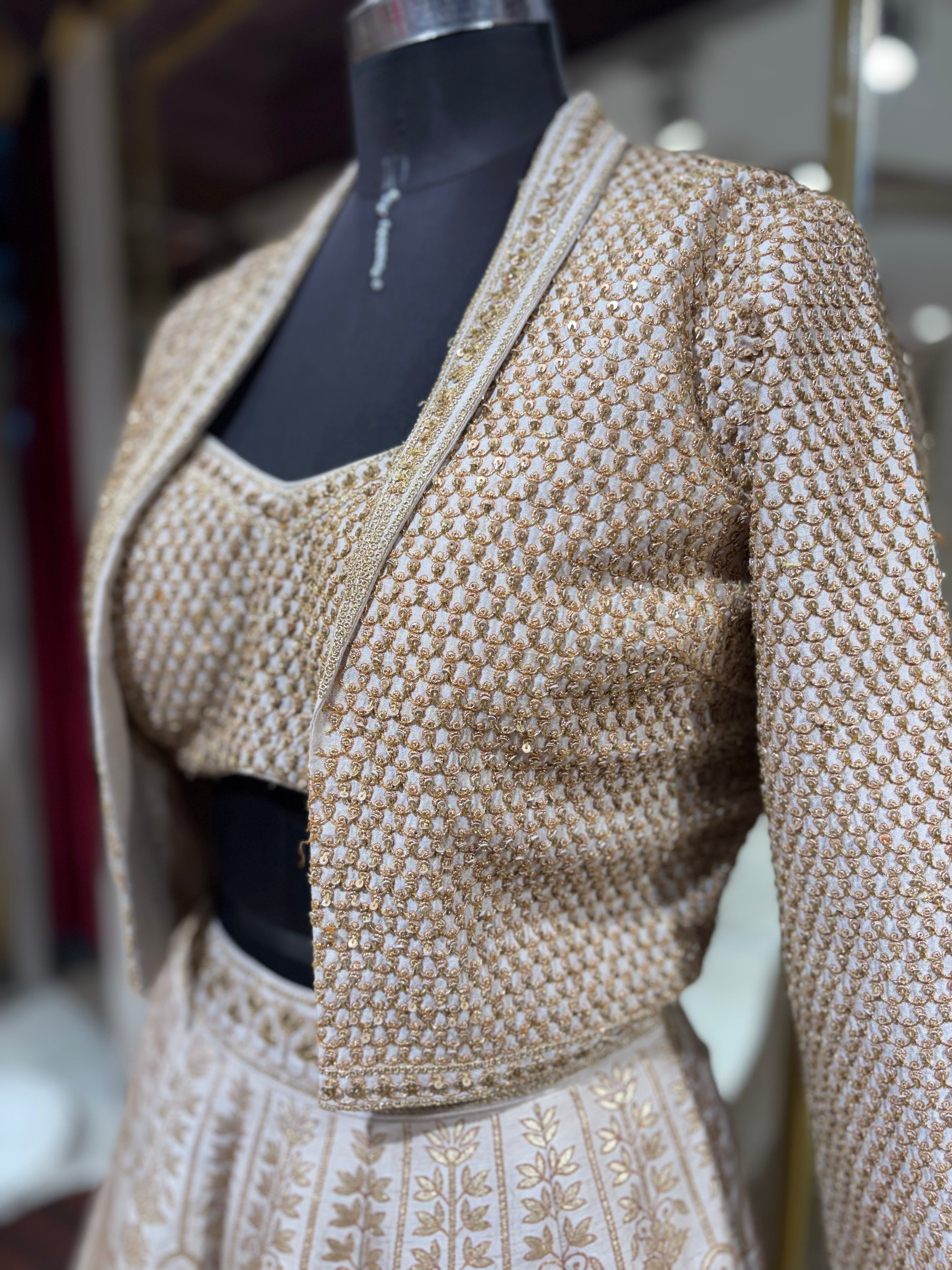 Ivory and Gold Opulent Lehenga Set with Jacket (VL-11018 GS-115)