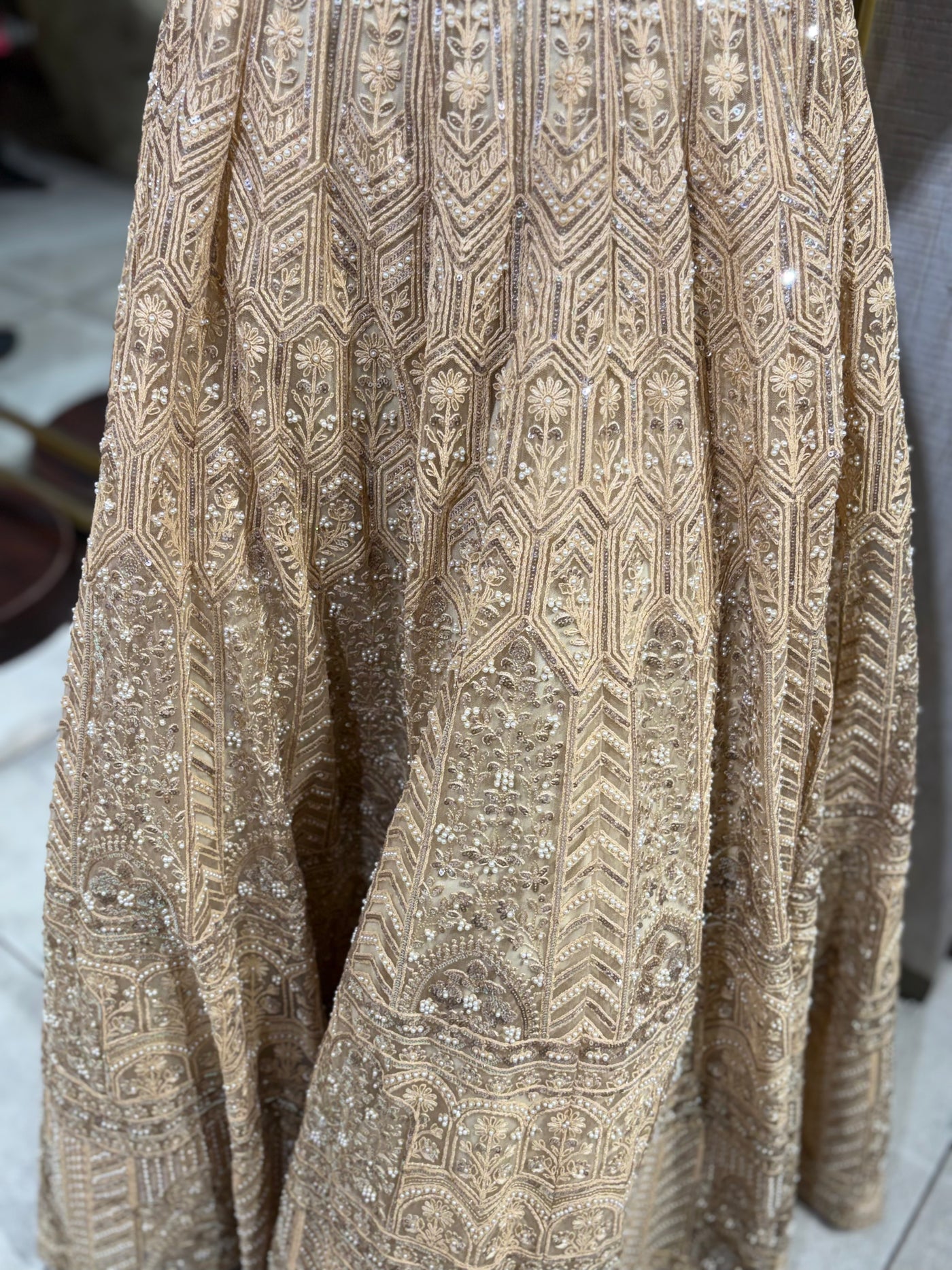 Champagne Gold Heavily Embellished Lehenga Set (55-1687 M-56)