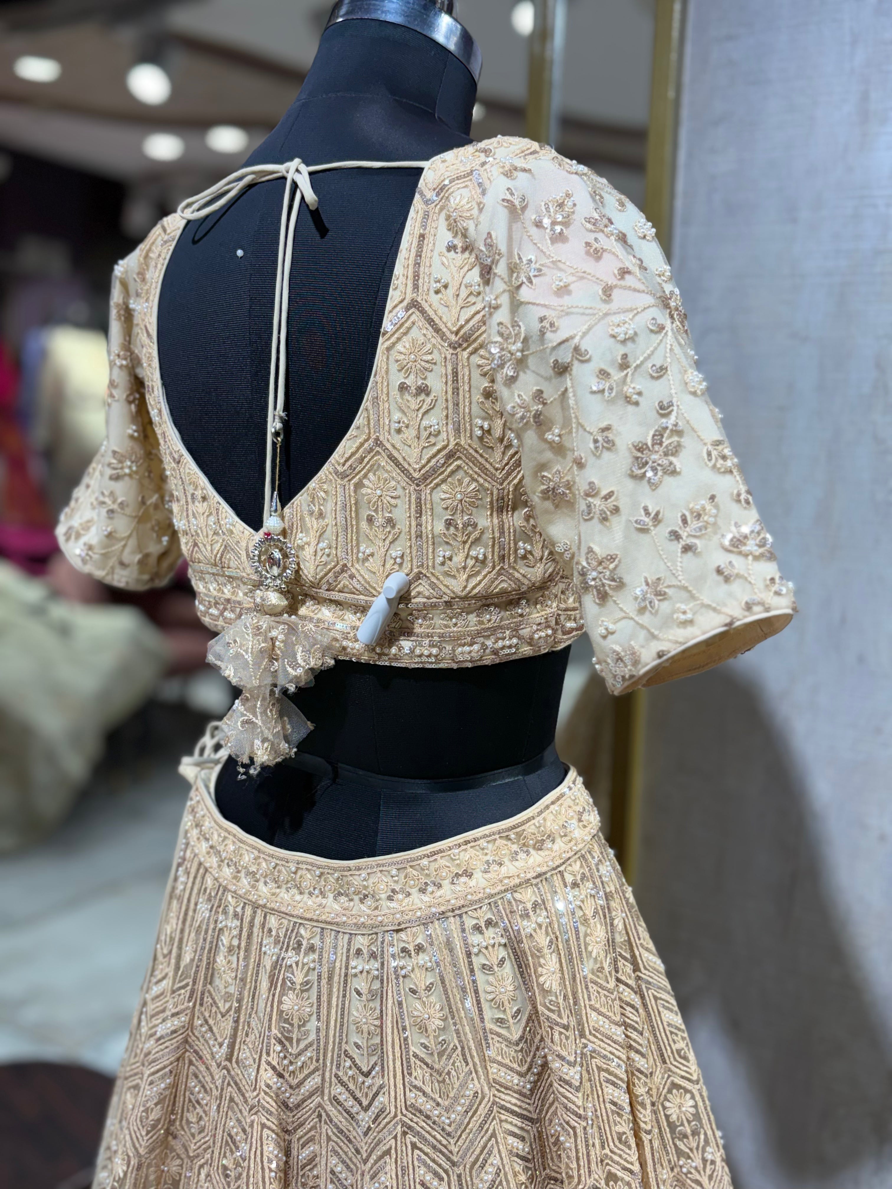 Champagne Gold Heavily Embellished Lehenga Set (55-1687 M-56)