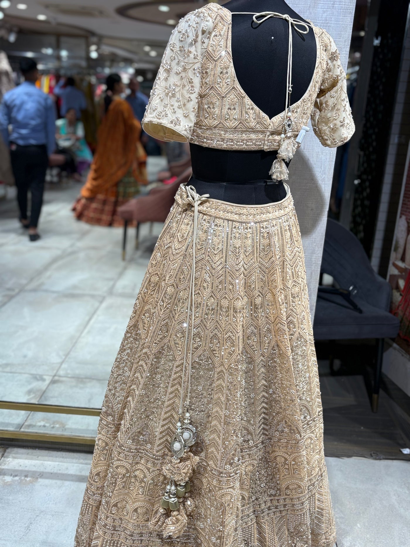 Champagne Gold Heavily Embellished Lehenga Set (55-1687 M-56)