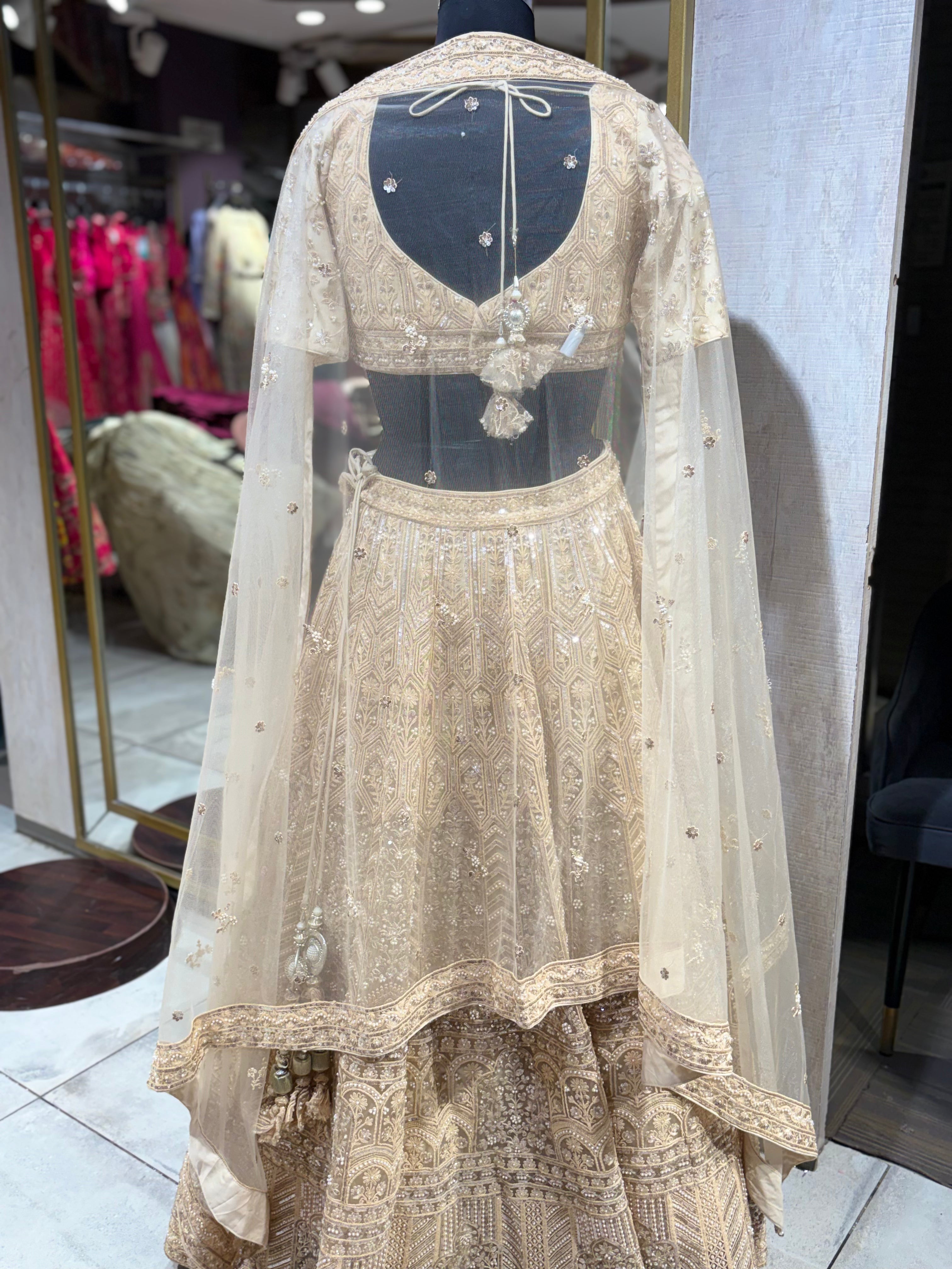 Champagne Gold Heavily Embellished Lehenga Set (55-1687 M-56)