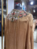 Golden-Brown Crop Top and Draped Skirt Set (467 B-120)