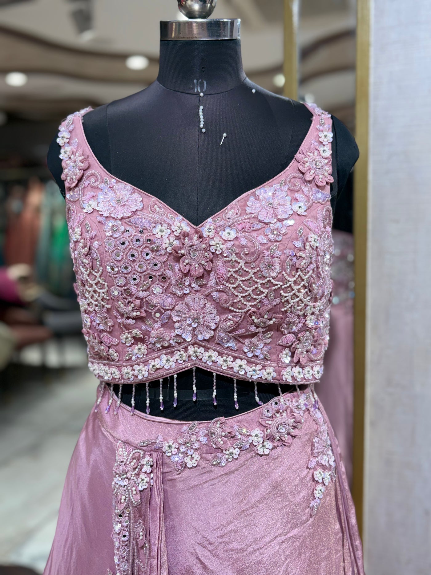 Dusky Pink Pre-Draped Saree Skirt (DS39 D-67)