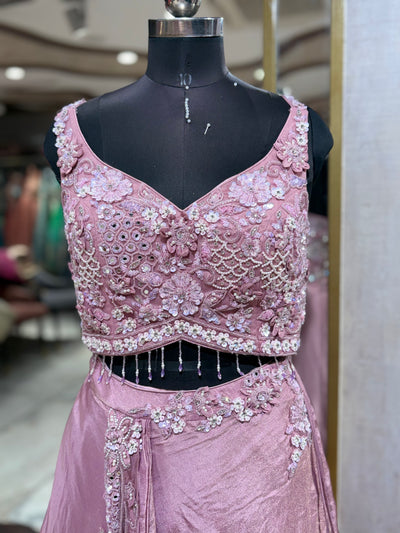 Dusky Pink Pre-Draped Saree Skirt (DS39 D-67)