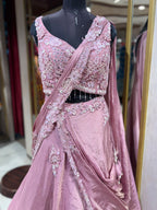 Dusky Pink Pre-Draped Saree Skirt (DS39 D-67)