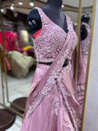 Dusky Pink Pre-Draped Saree Skirt (DS39 D-67)