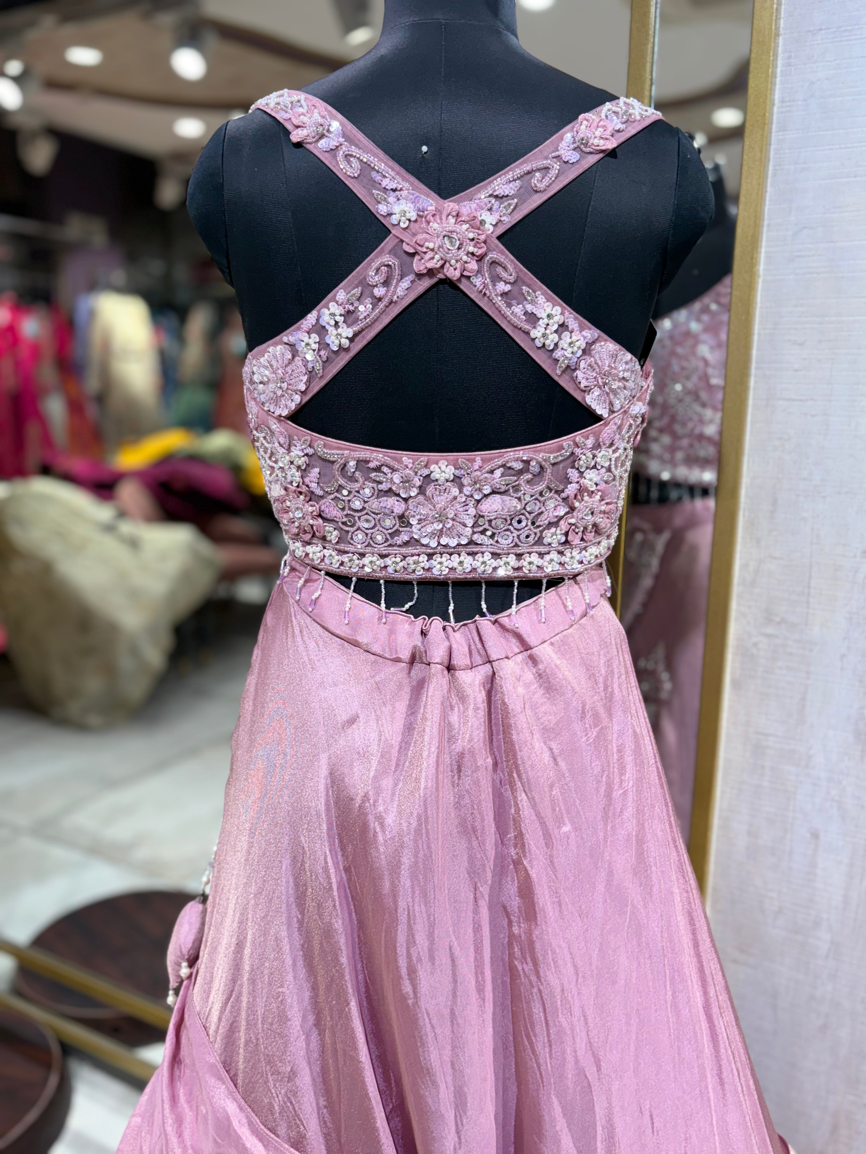Dusky Pink Pre-Draped Saree Skirt (DS39 D-67)