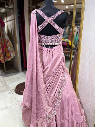 Dusky Pink Pre-Draped Saree Skirt (DS39 D-67)