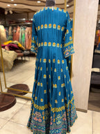 Teal Anarkali Gown with Floral Jaal (0675 R-38)