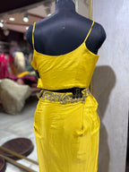 Bold Yellow Skirt Set with Embellished Jacket (21040 M-112)