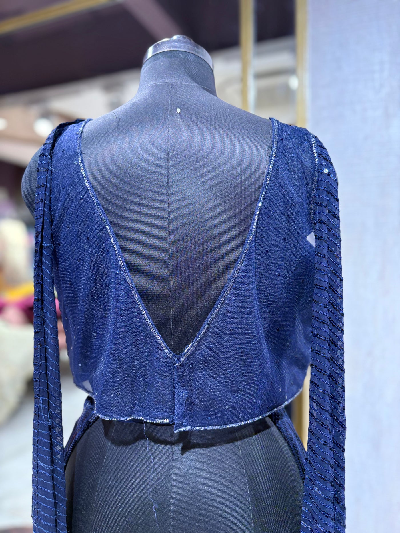 Midnight Blue Sequin Co-ord Set with Palazzo Pants (JM-2874 M-33)