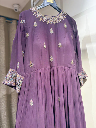 Dusky Blue Floral Print Kurti and Palazzo Suit (559 XL GA-21)