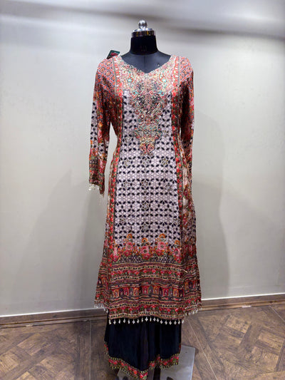 Intricate Floral and Geometric Print Kurti Set (SN-1889 D-20)
