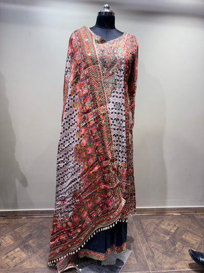 Intricate Floral and Geometric Print Kurti Set (SN-1889 D-20)