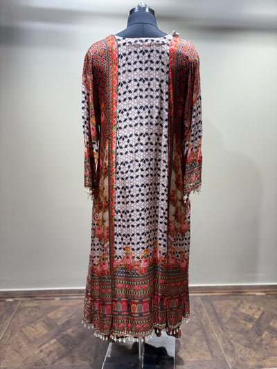 Intricate Floral and Geometric Print Kurti Set (SN-1889 D-20)