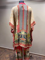 Artistic Kaftan Kurti Set with Palace and Peacock Print (08-A D-10)