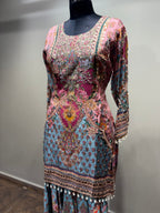 Watercolor Floral & Paisley Tiered Sharara Set (RR-2210 D-57)