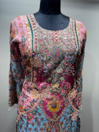 Watercolor Floral & Paisley Tiered Sharara Set (RR-2210 D-57)