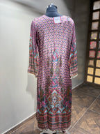 Pastel Patchwork Print Kurti Set with Solid Bottom (RR-1979 D-57)