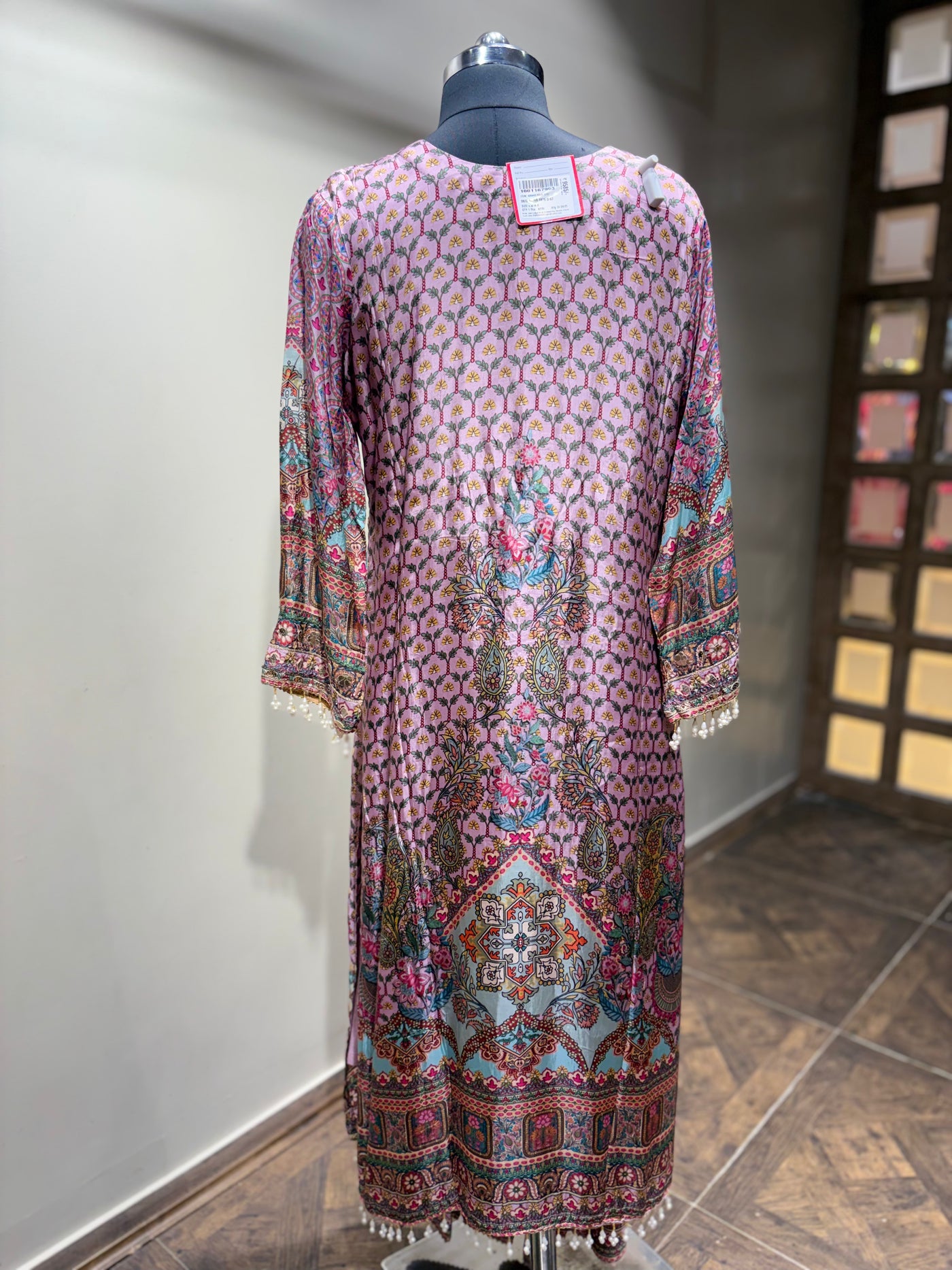 Pastel Patchwork Print Kurti Set with Solid Bottom (RR-1979 D-57)