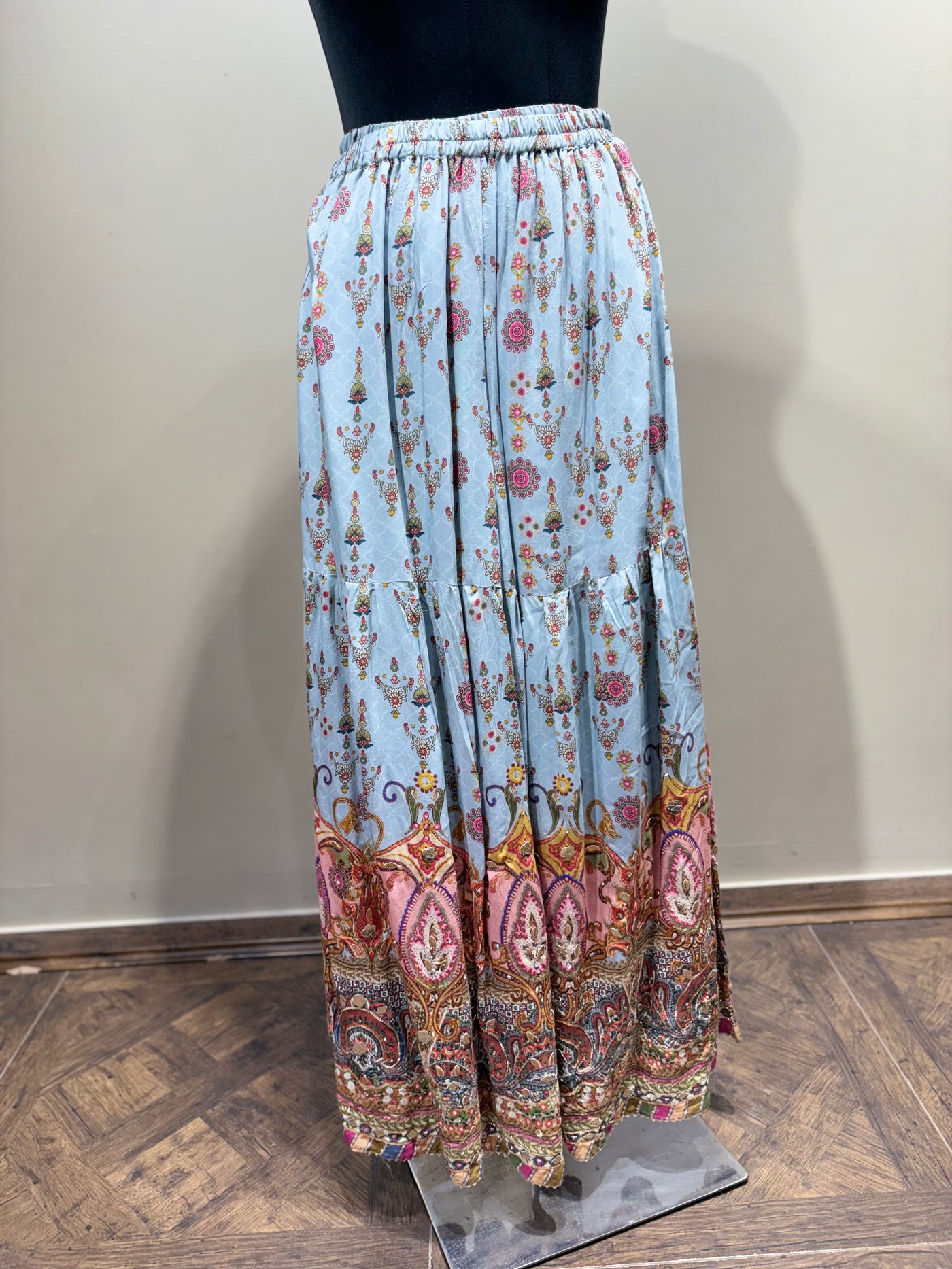 Sky Blue & Pink Paisley Print Sharara Set (RR-1975 D-57)