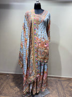 Sky Blue & Pink Paisley Print Sharara Set (RR-1975 D-57)